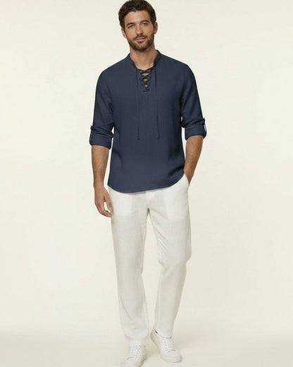 Nils Shirt - Linen in navy
