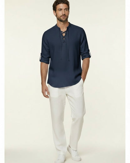 Kael Shirt - Linen in navy