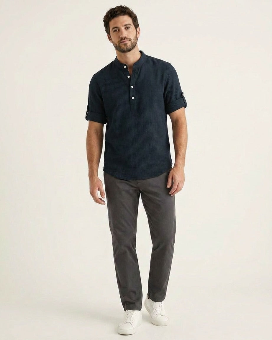 Noa Shirt - Cotton in Navy