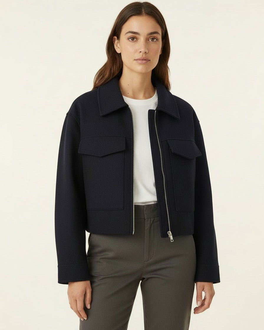 Oran Jacket - Zip in navy blue