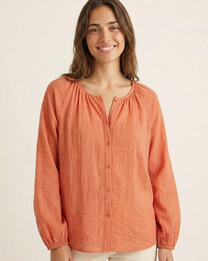 Luca Shirt - Relaxed Linen in Orange