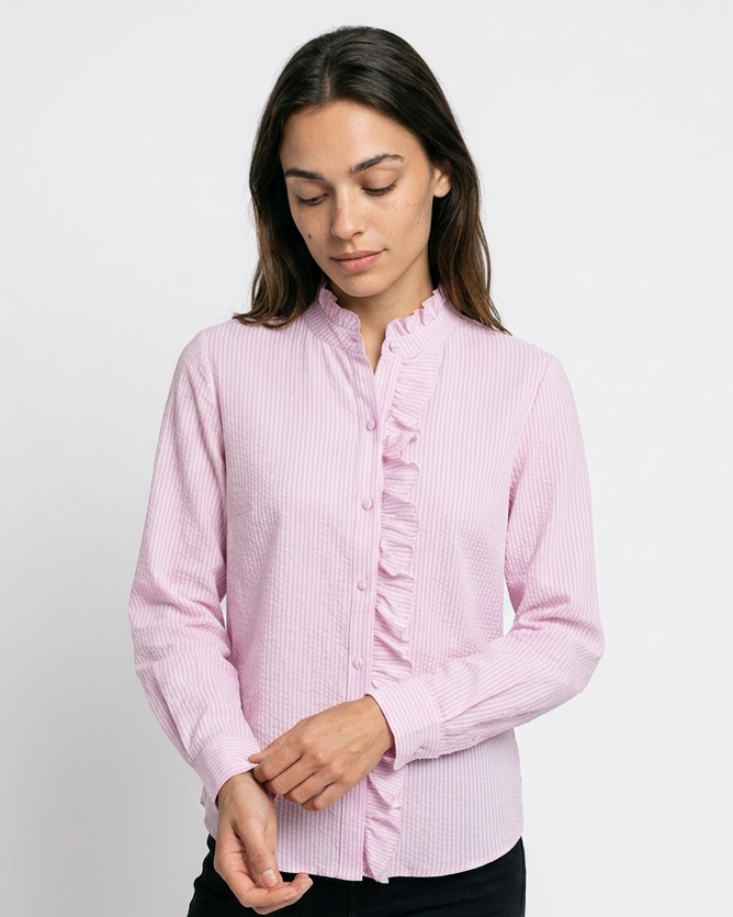 Zeno Blouse - Stand-Collar in Pink