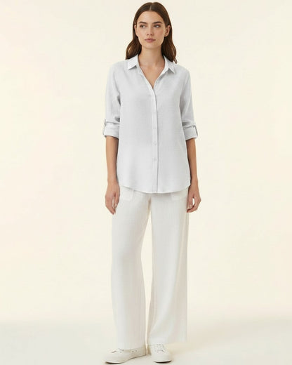 Lior Blouse - Relaxed Linen in Polka White