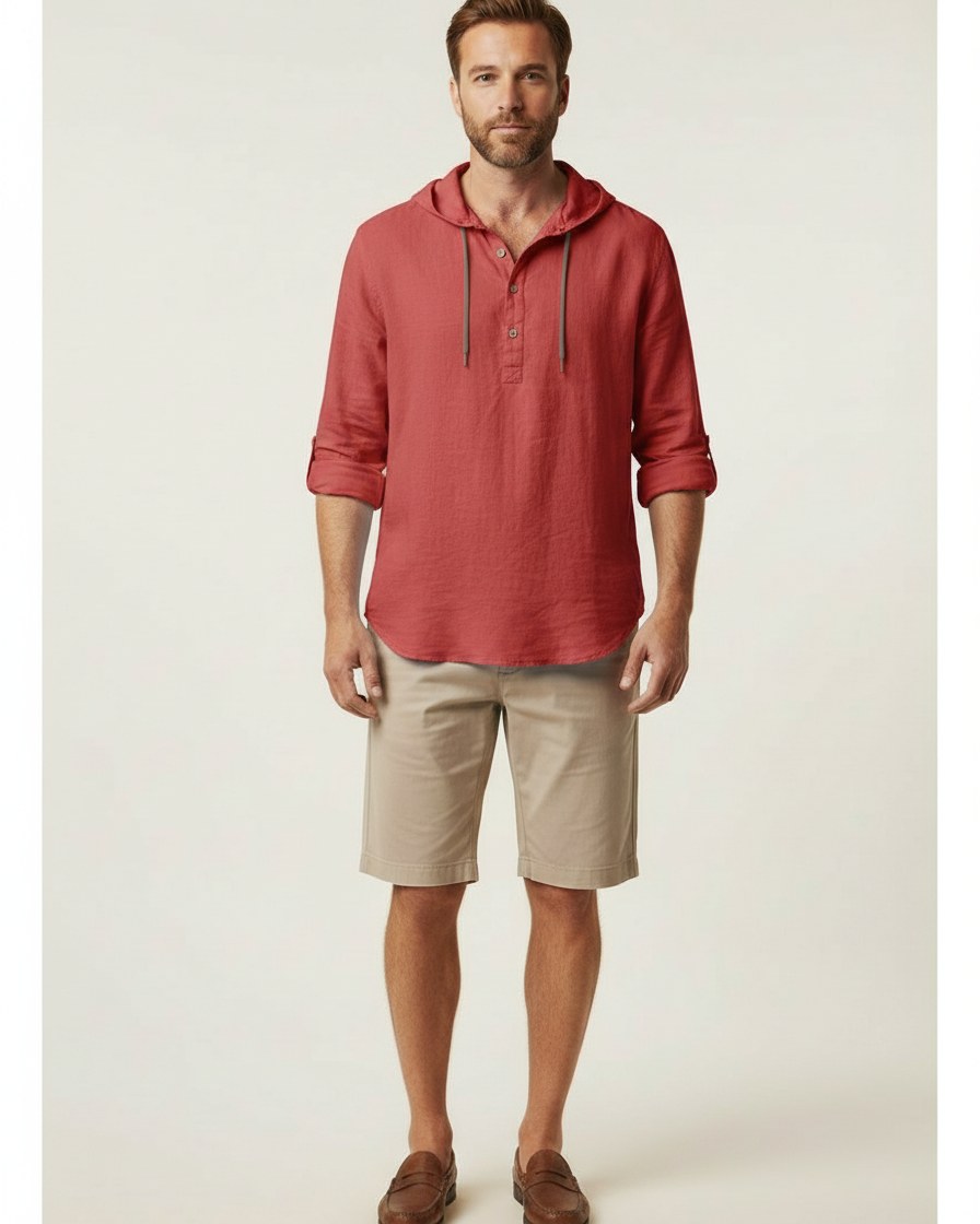 Ivo Shirt - Relaxed Linen in Red