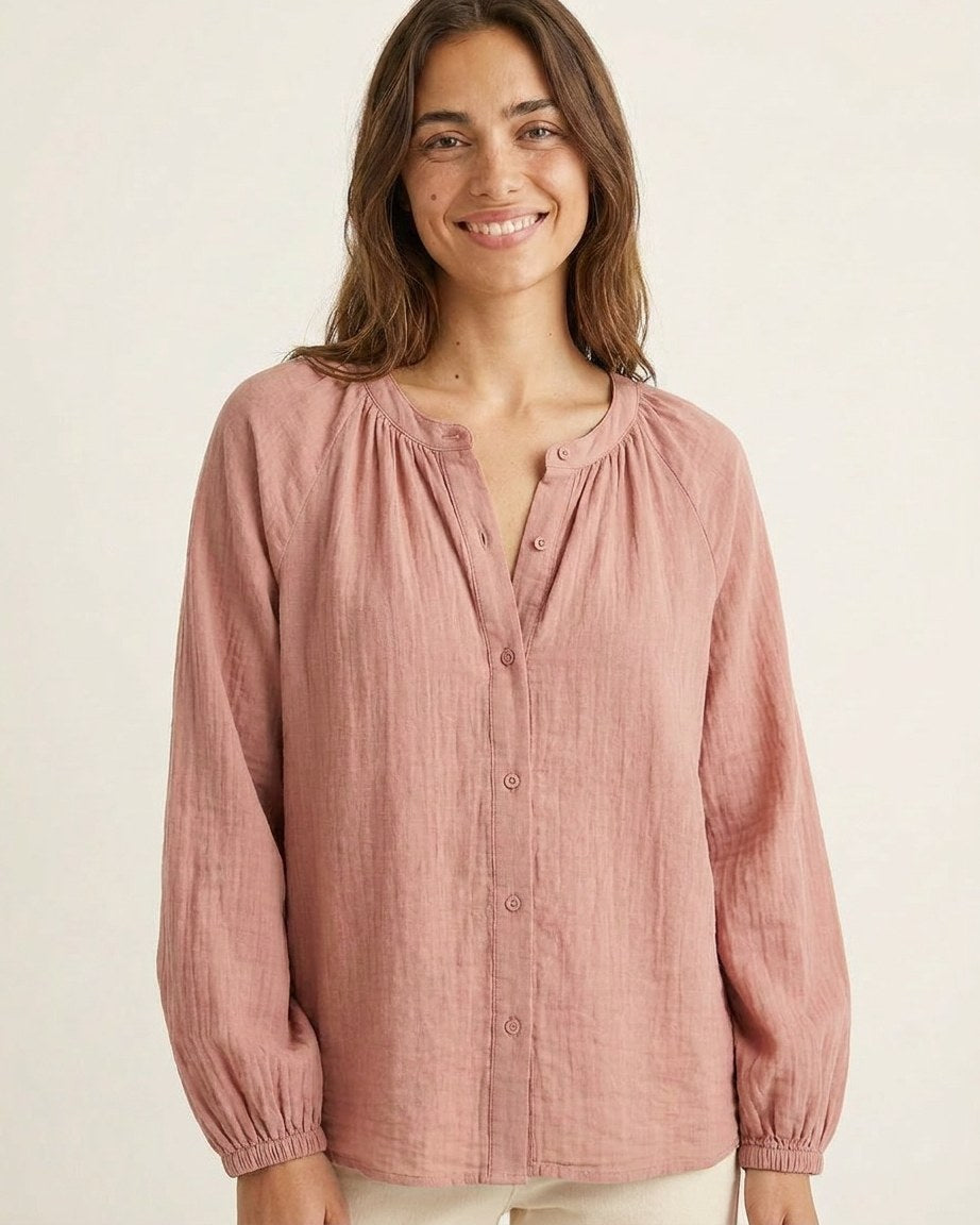 Luca Shirt - Relaxed Linen in Rose Powder