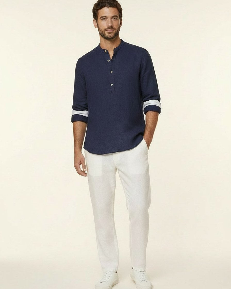 Wren Shirt - Relaxed Linen in Royal Blue