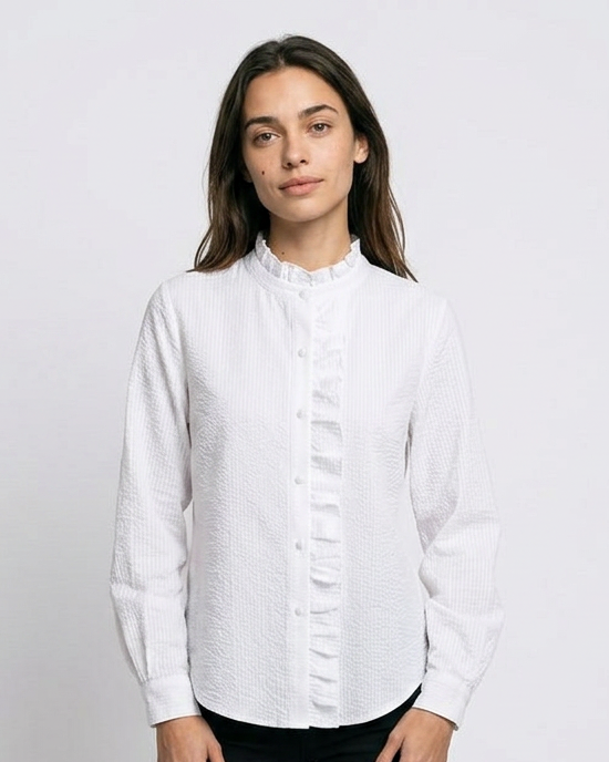 Zeno Blouse - Stand-Collar in WHITE