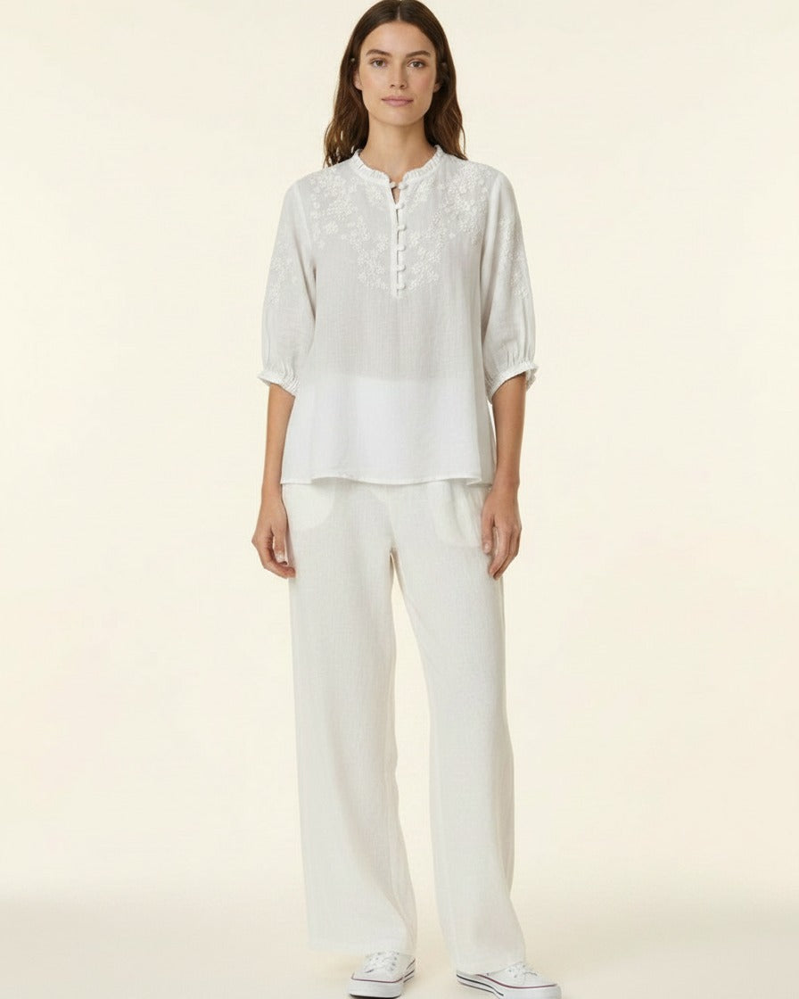 Finn Blouse - Linen in White