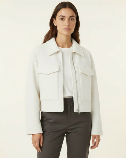 Oran Jacket - Zip in white
