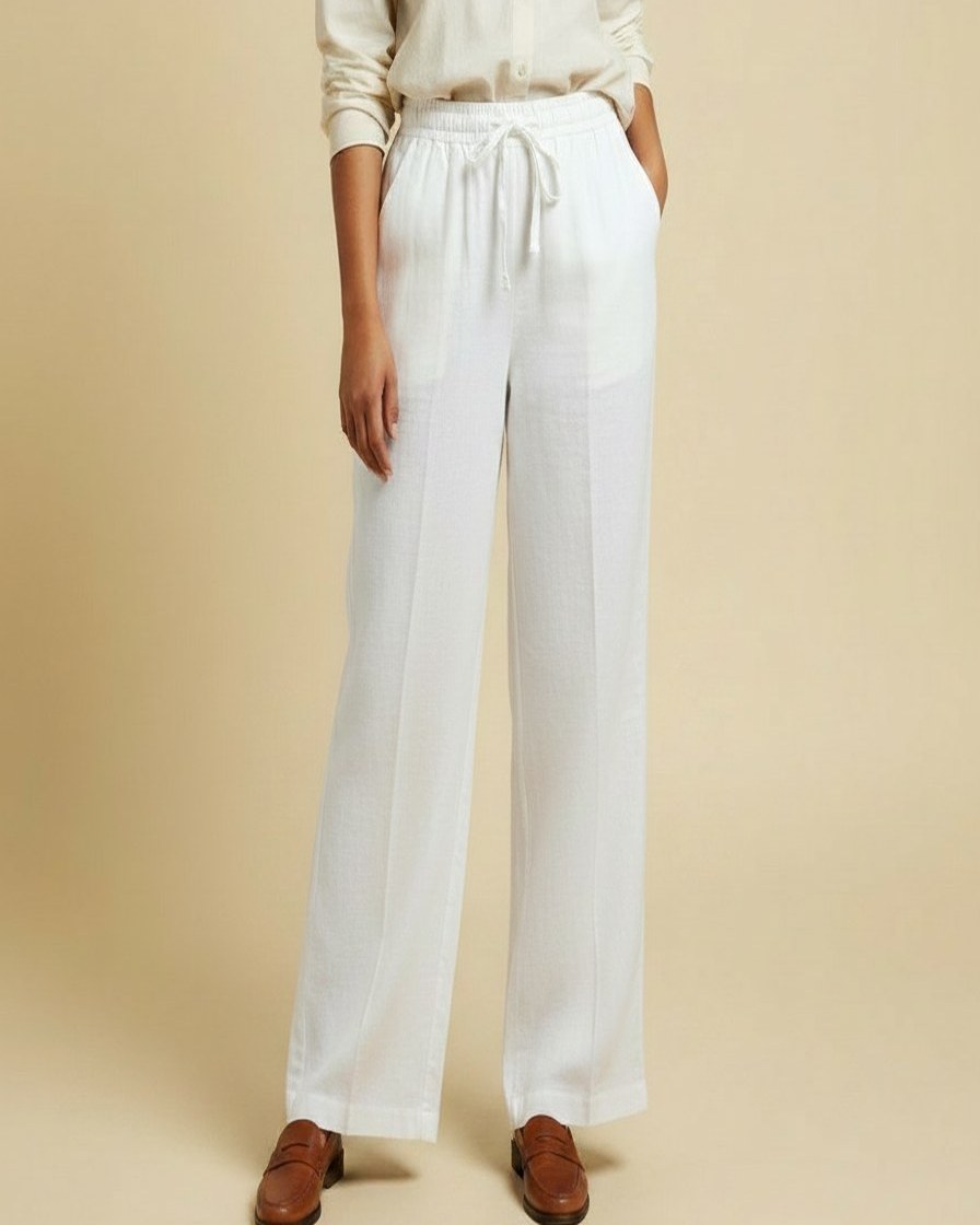 Sloane Trousers - Relaxed Wide-Leg Linen in White
