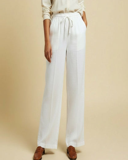 Sloane Trousers - Relaxed Wide-Leg Linen in White