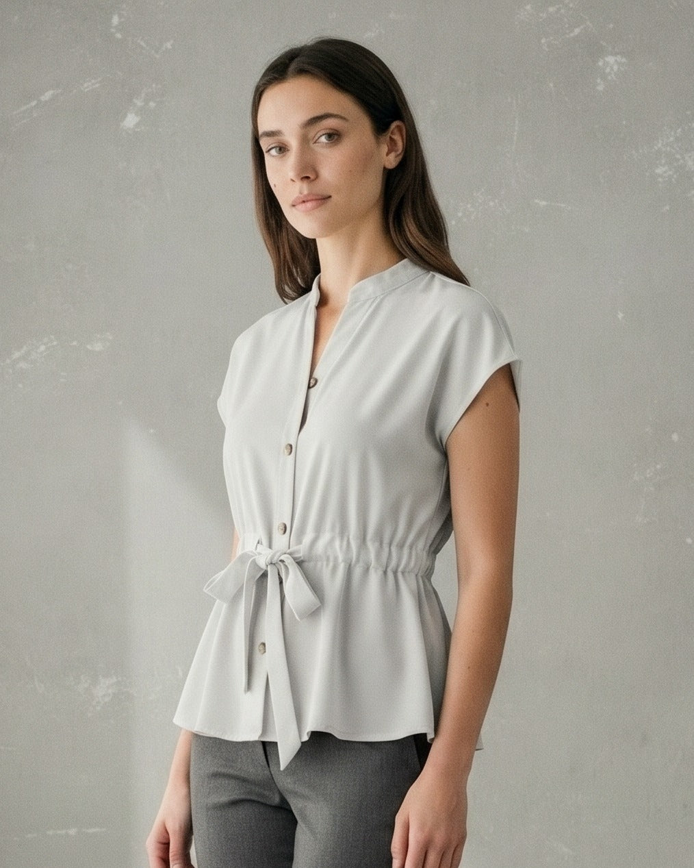 Finn Blouse - Stand-Collar in White Shirt