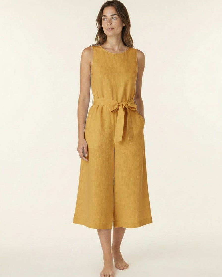 Aleo Dress - Linen in Yellow