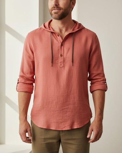 Ivo Shirt - Relaxed Linen in Red - indoor 1