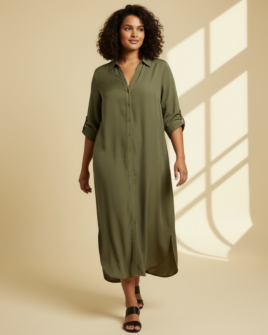 Aster Dress - Relaxed in Green - indoor 1