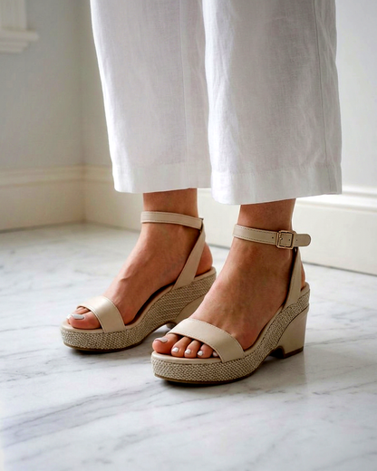 Rosa Sandals - Platform in Beige - indoor 1