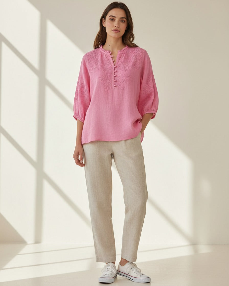 Marc Blouse - Linen in Pink - indoor 1
