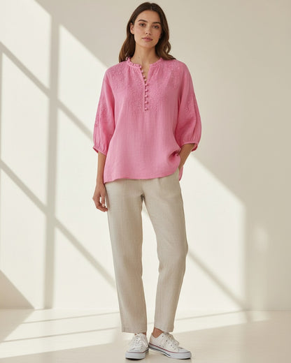 Marc Blouse - Linen in Pink - indoor 1