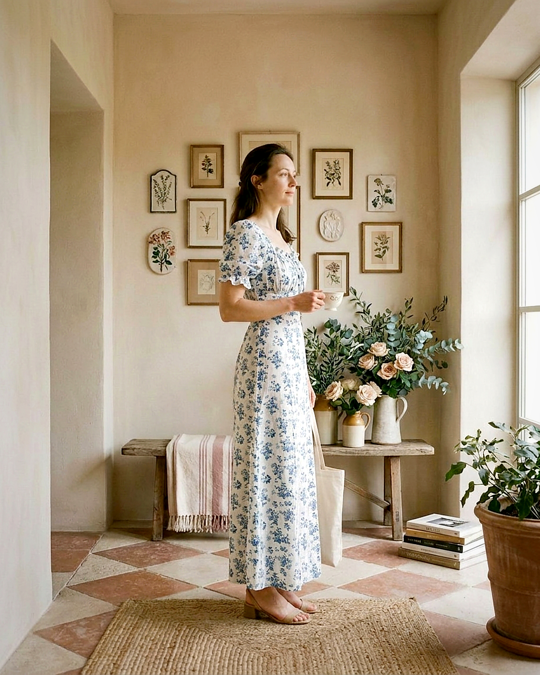 Wilma Dress in WHITE - indoor 1