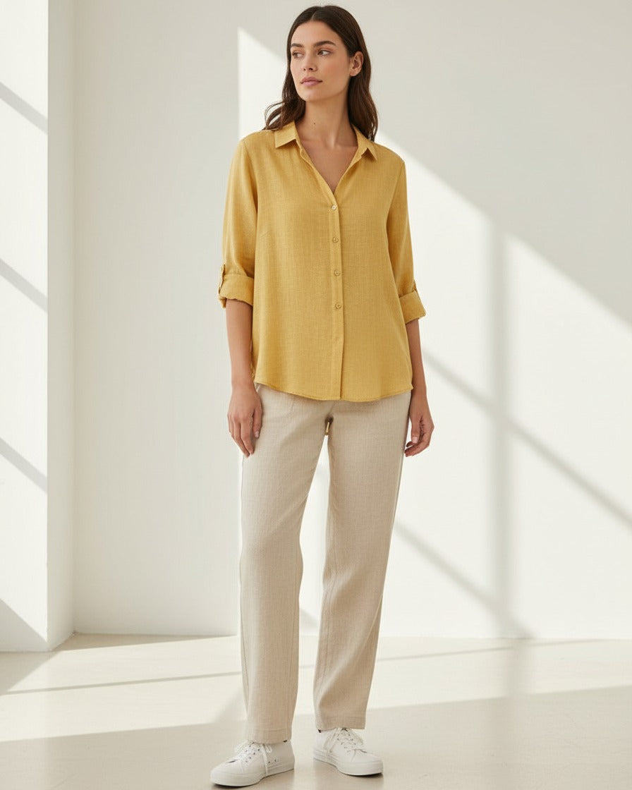 Lior Blouse - Relaxed Linen in Yellow