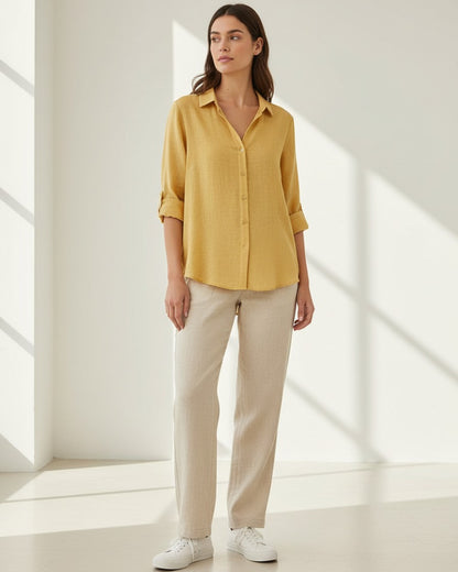 Lior Blouse - Relaxed Linen in Yellow