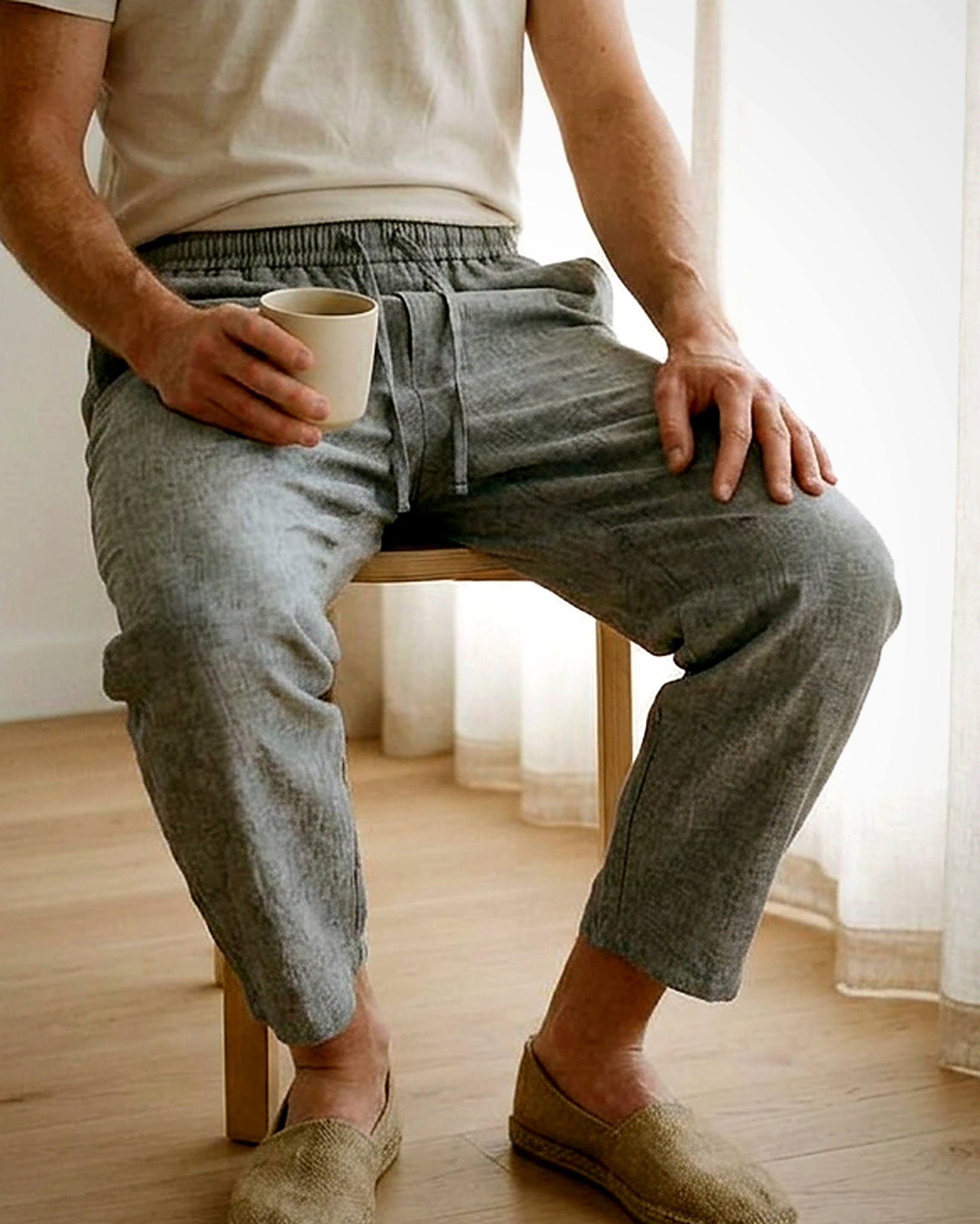 Onyx Trousers - Relaxed Linen in Light grey - indoor 1