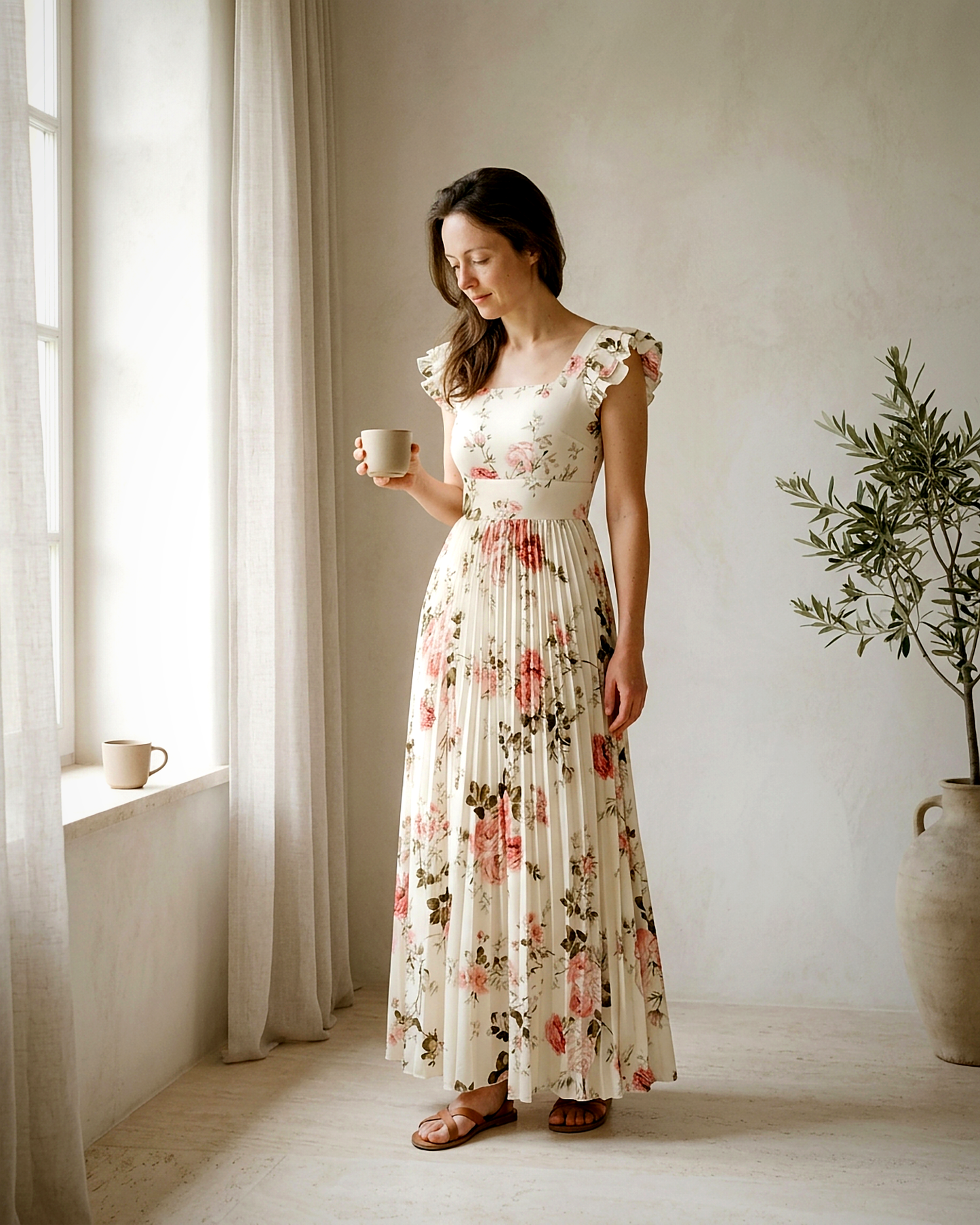 Clara Dress - High-Waist in Ivory - indoor 1