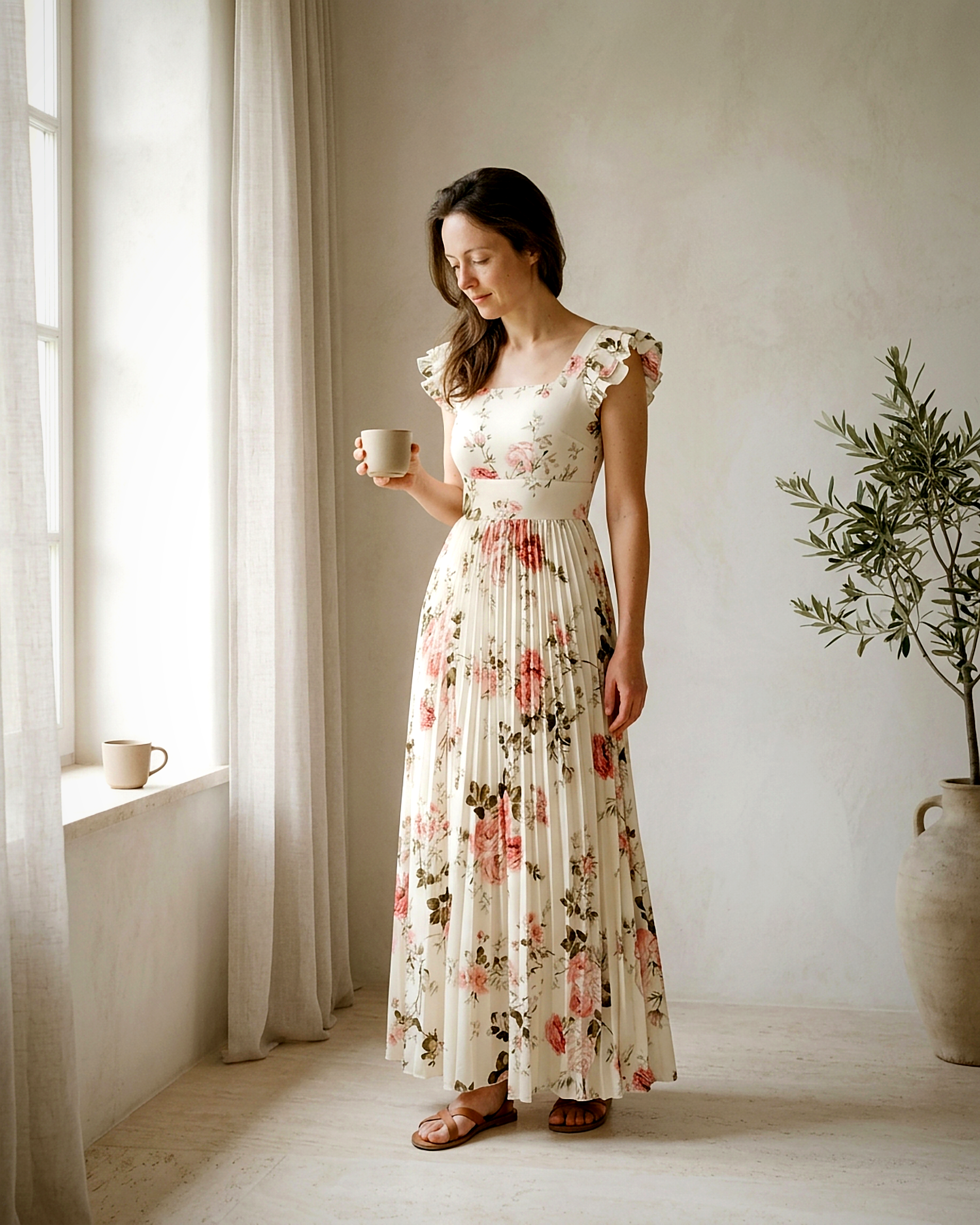 Clara Dress - High-Waist in Ivory - indoor 1