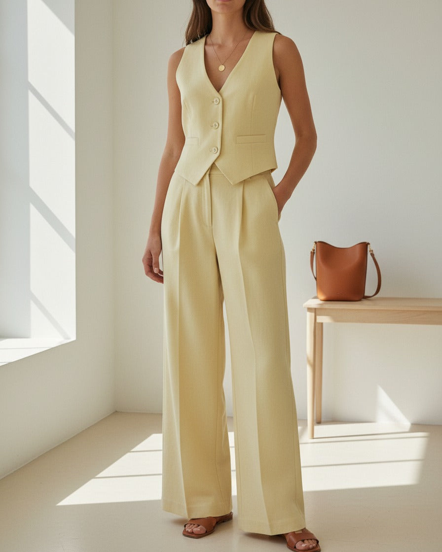 Eael Vest - Relaxed Wide-Leg High-Waist Denim in Light yellow - indoor 1