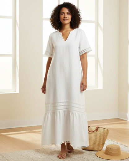 Bleo Dress - Linen in White - indoor 1