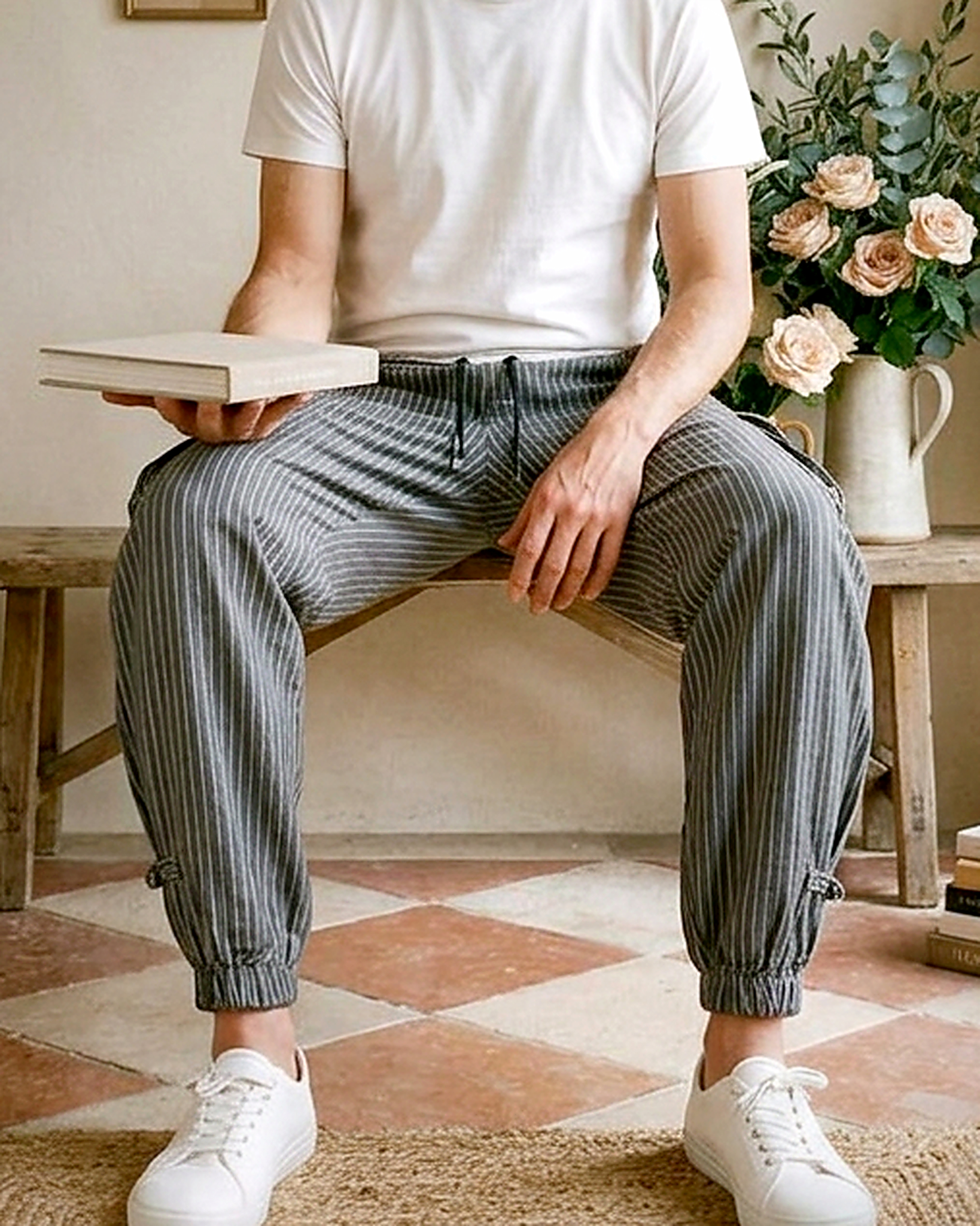 Porter Trousers - Relaxed Linen in Grey green pants - indoor 1