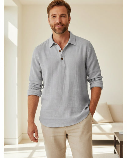 Ugo T-Shirt - Relaxed Linen in Gray - indoor 1