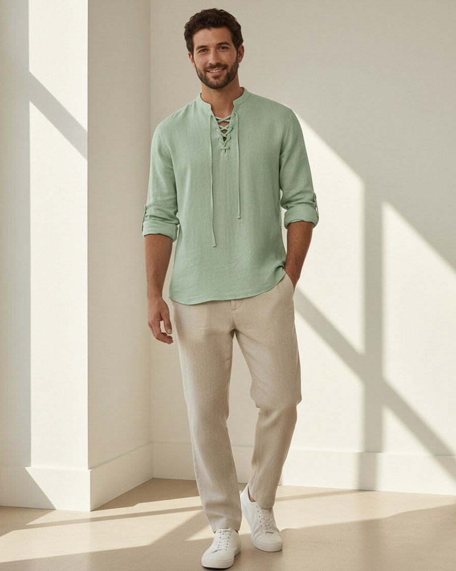 Xen Shirt - Linen in Light Green - indoor 1