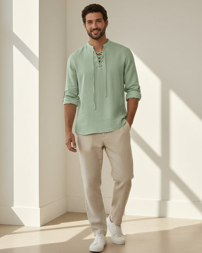 Xen Shirt - Linen in Light Green - indoor 1