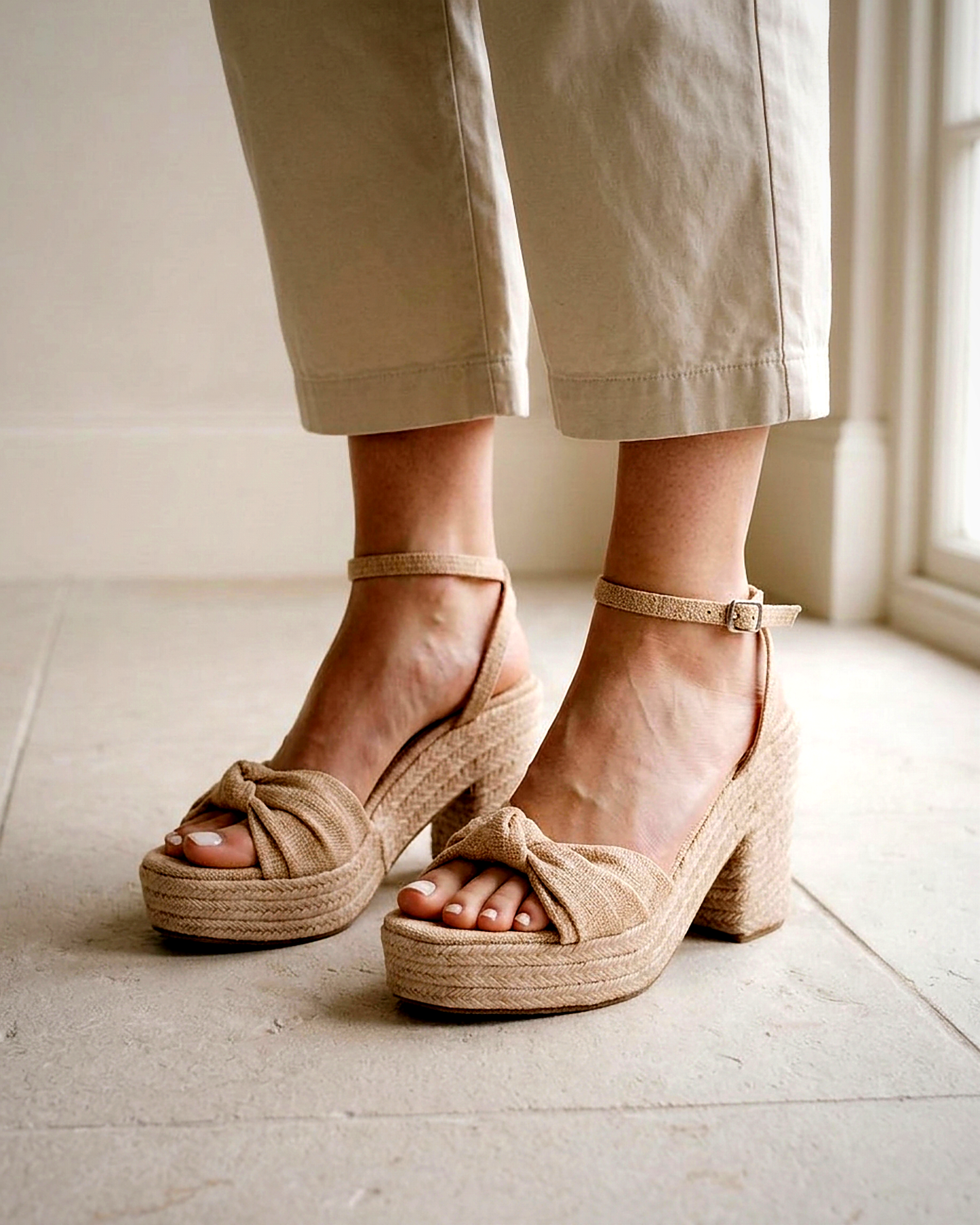 Rosa Sandals - Leather in Apricot - indoor 1