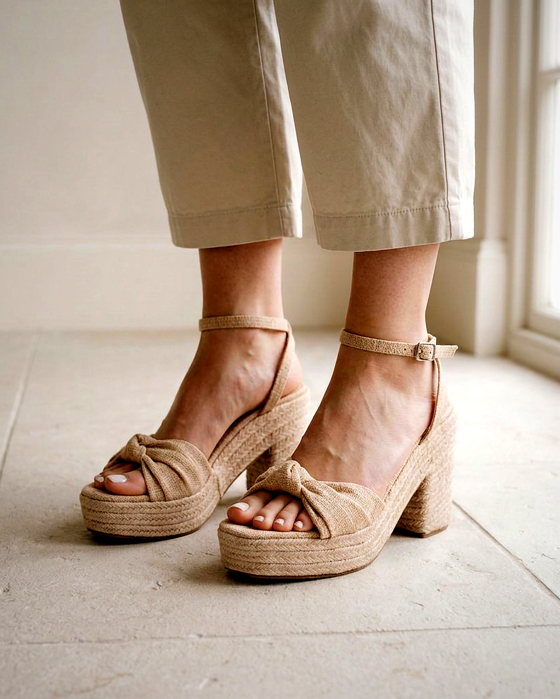 Rosa Sandals - Leather in Apricot - indoor 1