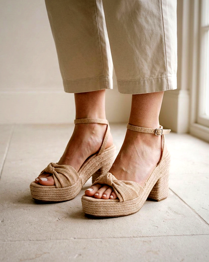 Rosa Sandals - Leather in Apricot - indoor 1