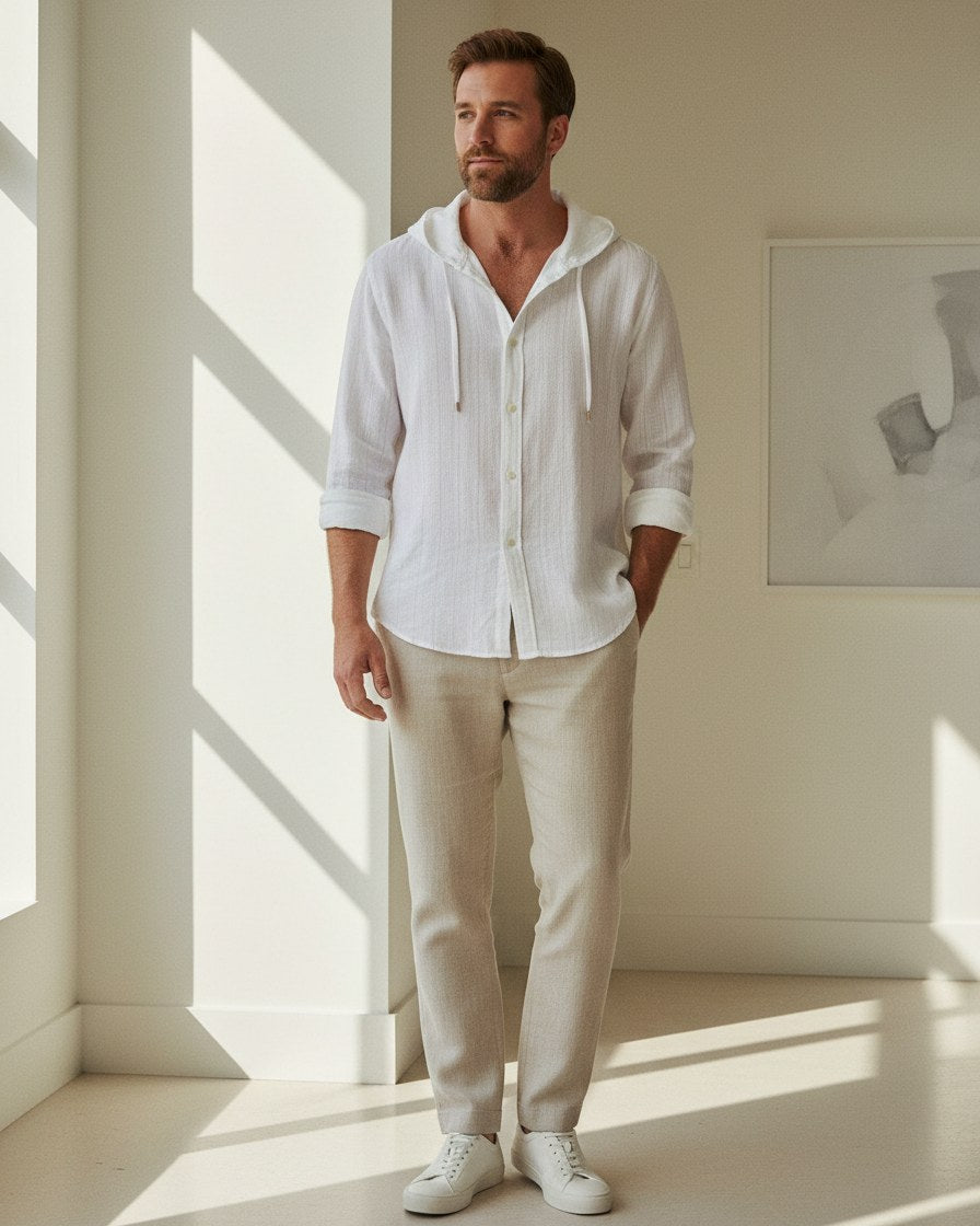 Tane Shirt - Linen in White - indoor 1