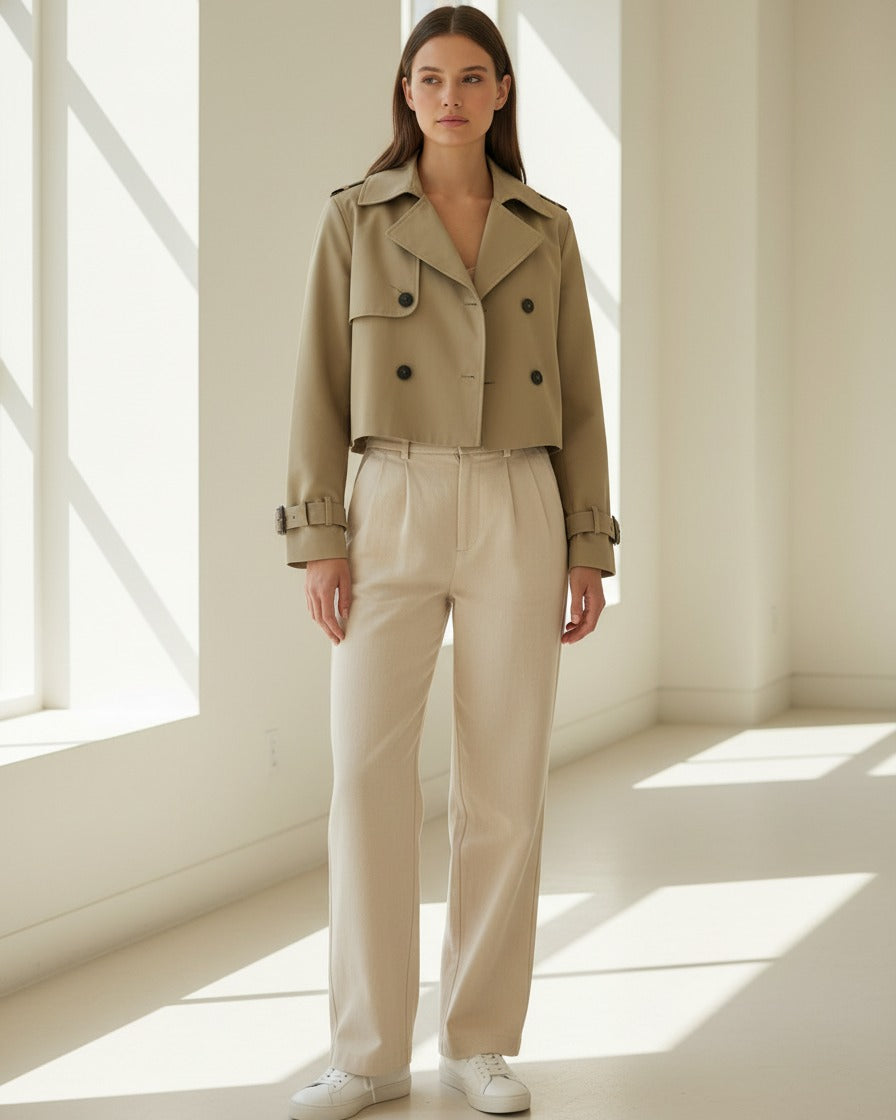 Aster Coat in Khaki - indoor 1