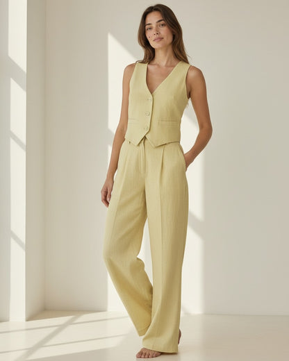 Ryder Vest - Relaxed Wide-Leg High-Waist Denim in Light yellow - indoor 1