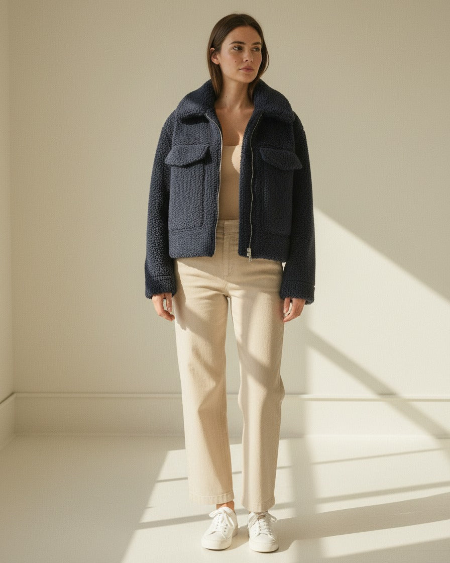 Quai Jacket - Zip in navy blue - indoor 1