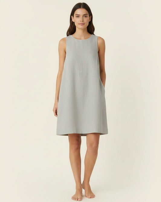 Cleo Dress - Linen in Gray