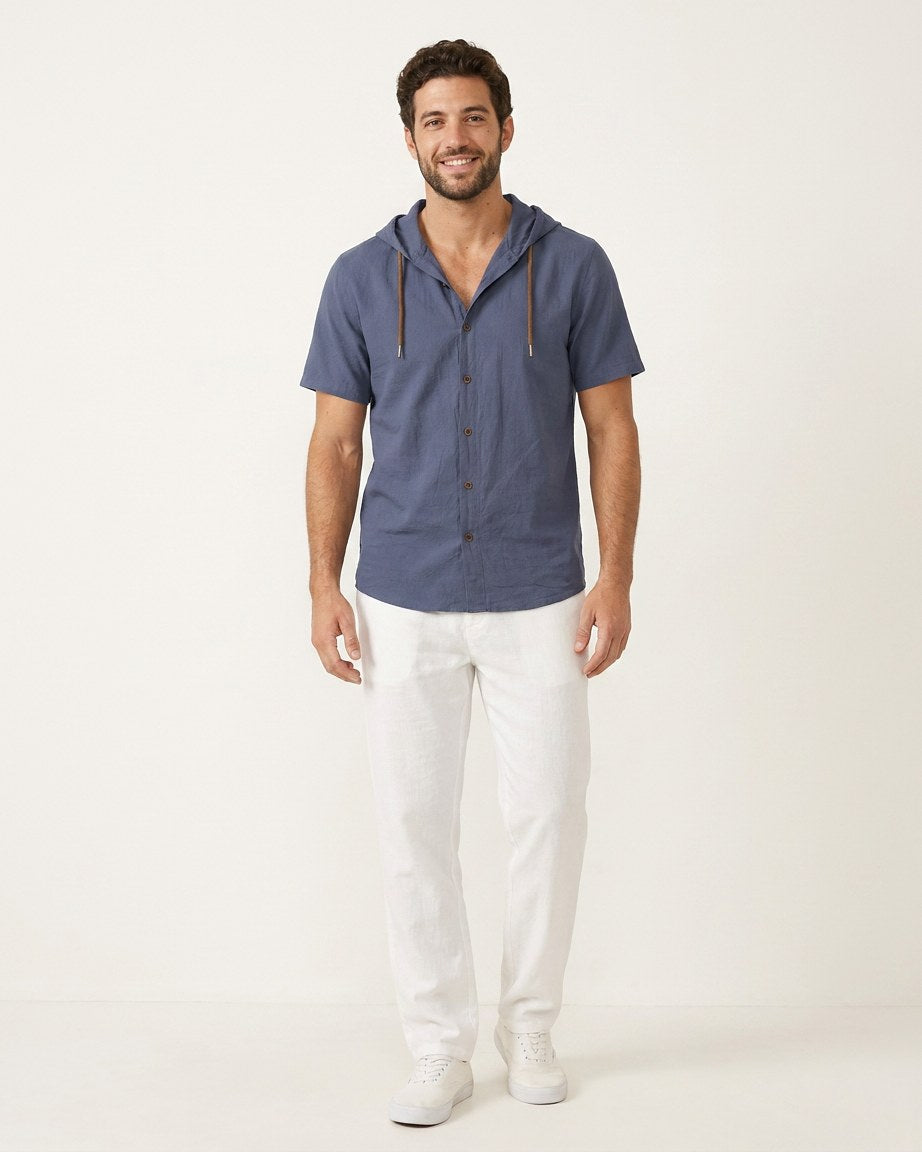 Daan Shirt - Relaxed Linen in Navy blue