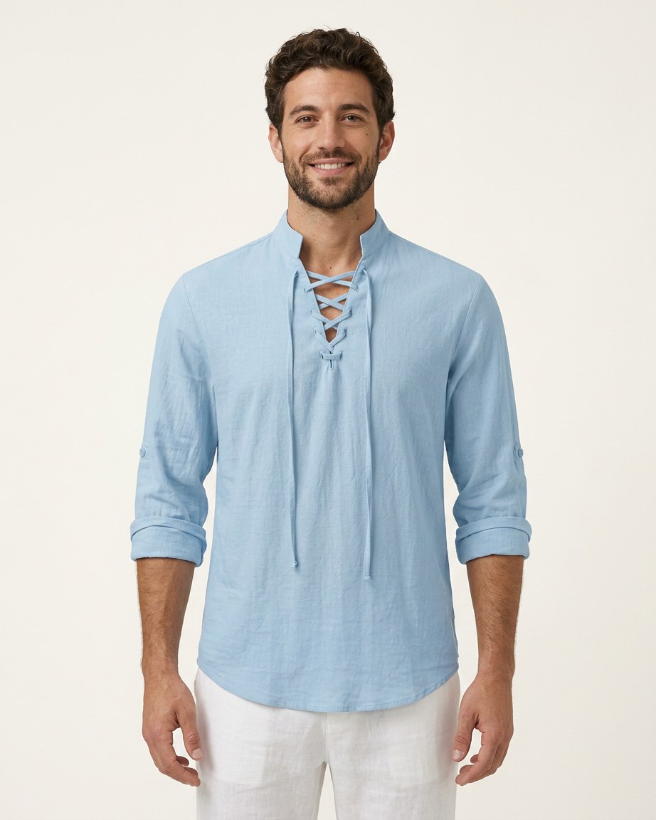 Xen Shirt - Linen in Light Blue