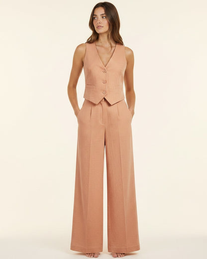 Ryder Vest - Relaxed Wide-Leg High-Waist Denim in Apricot