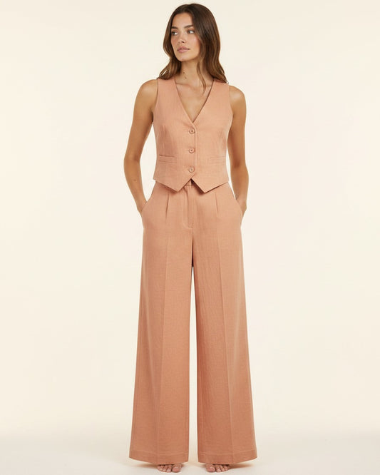 Ryder Vest - Relaxed Wide-Leg High-Waist Denim in Apricot