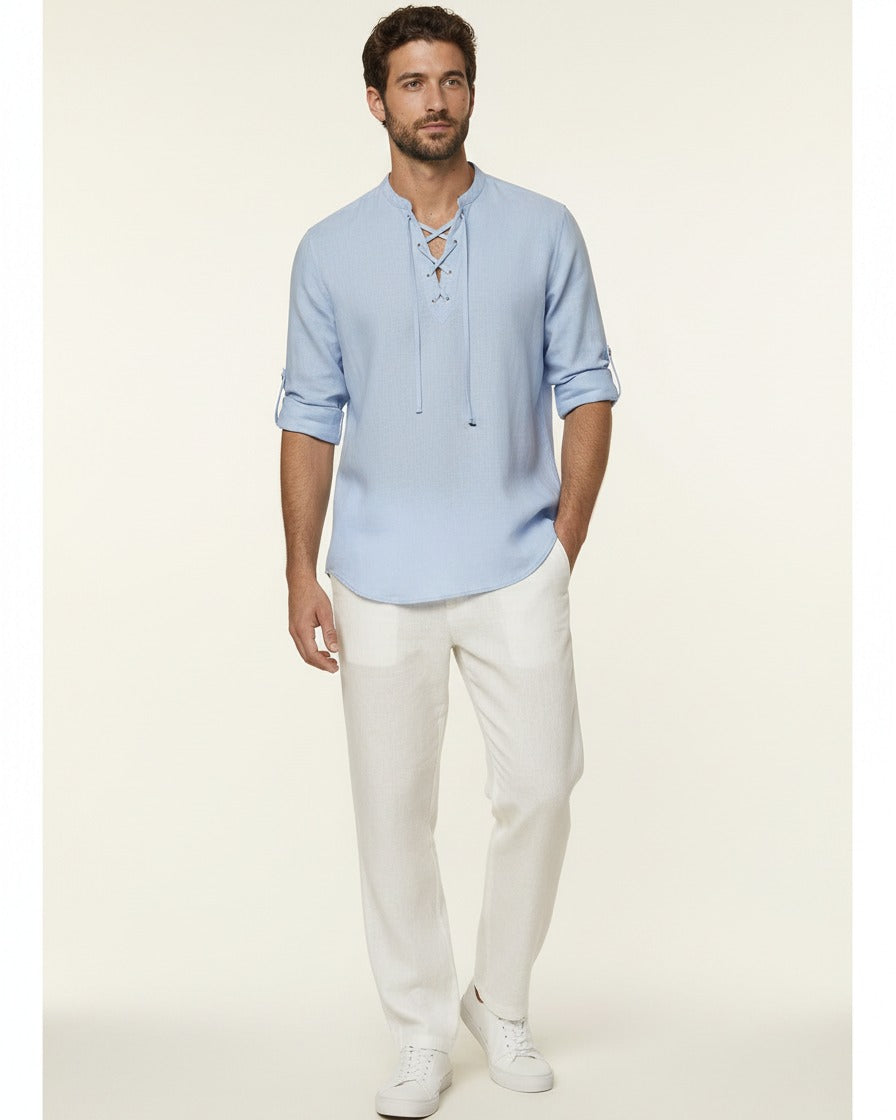 Kael Shirt - Linen in light blue
