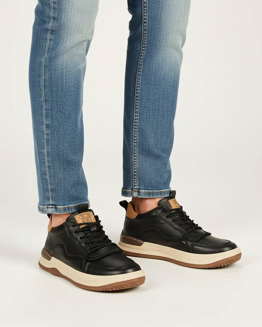 Dael Shoes - Leather in Black Beige