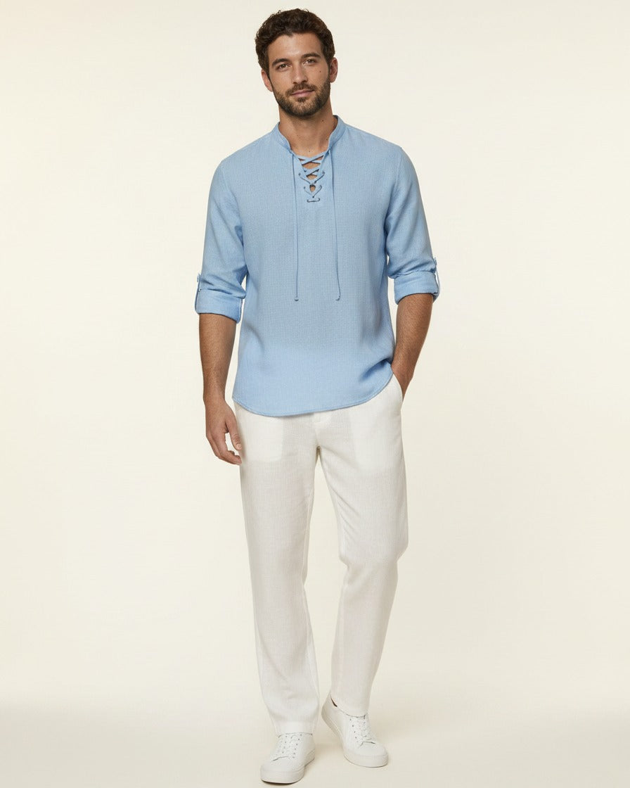 Nils Shirt - Linen in light blue