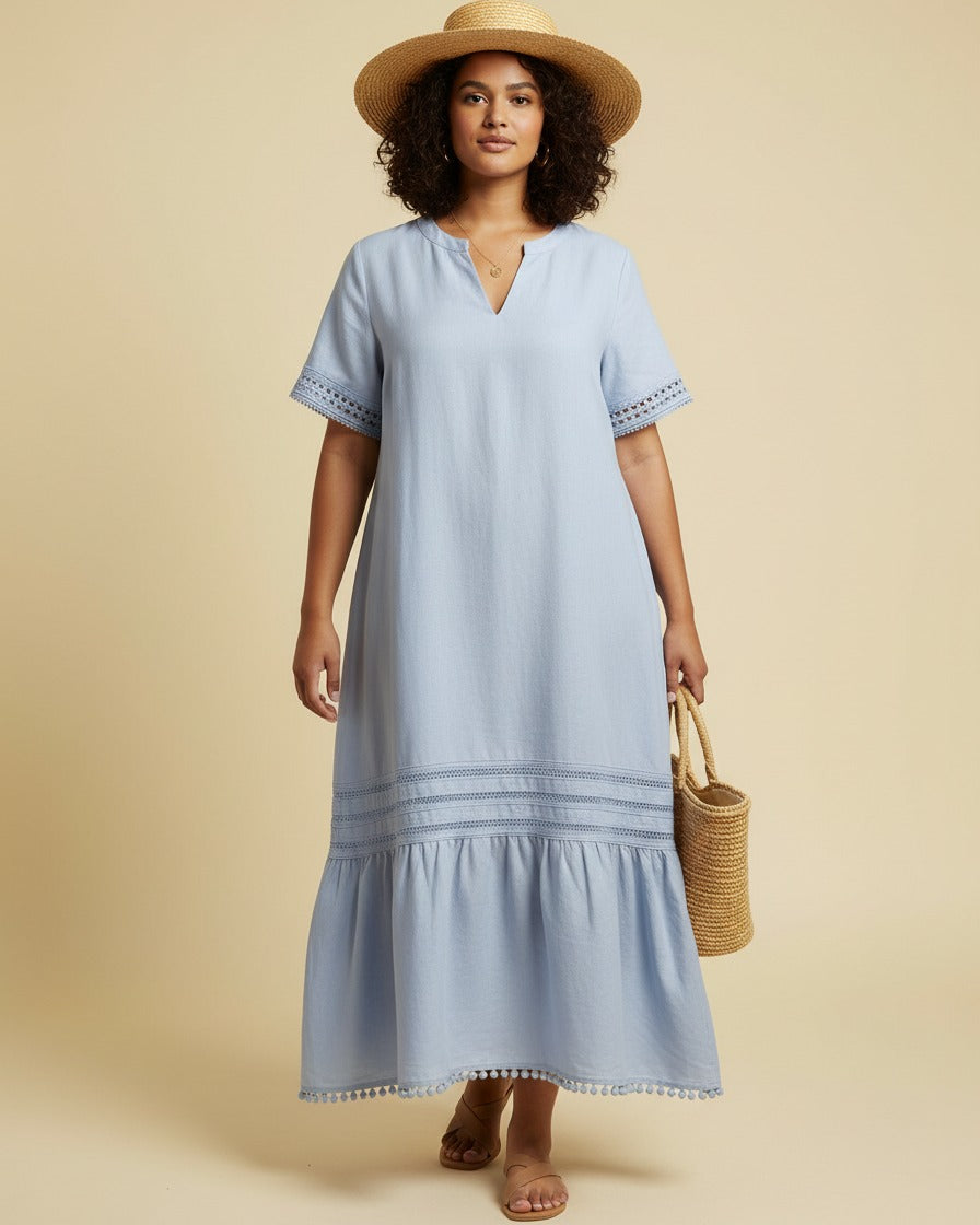 Bleo Dress - Linen in Blue